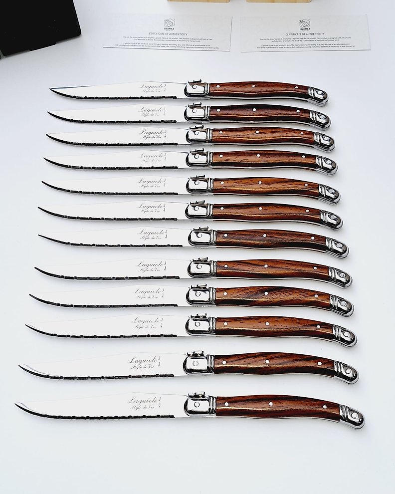 Laguiole - 12x Steak Knives - Gold - style de - Table knife set (12) -  Steel (stainless) - Catawiki