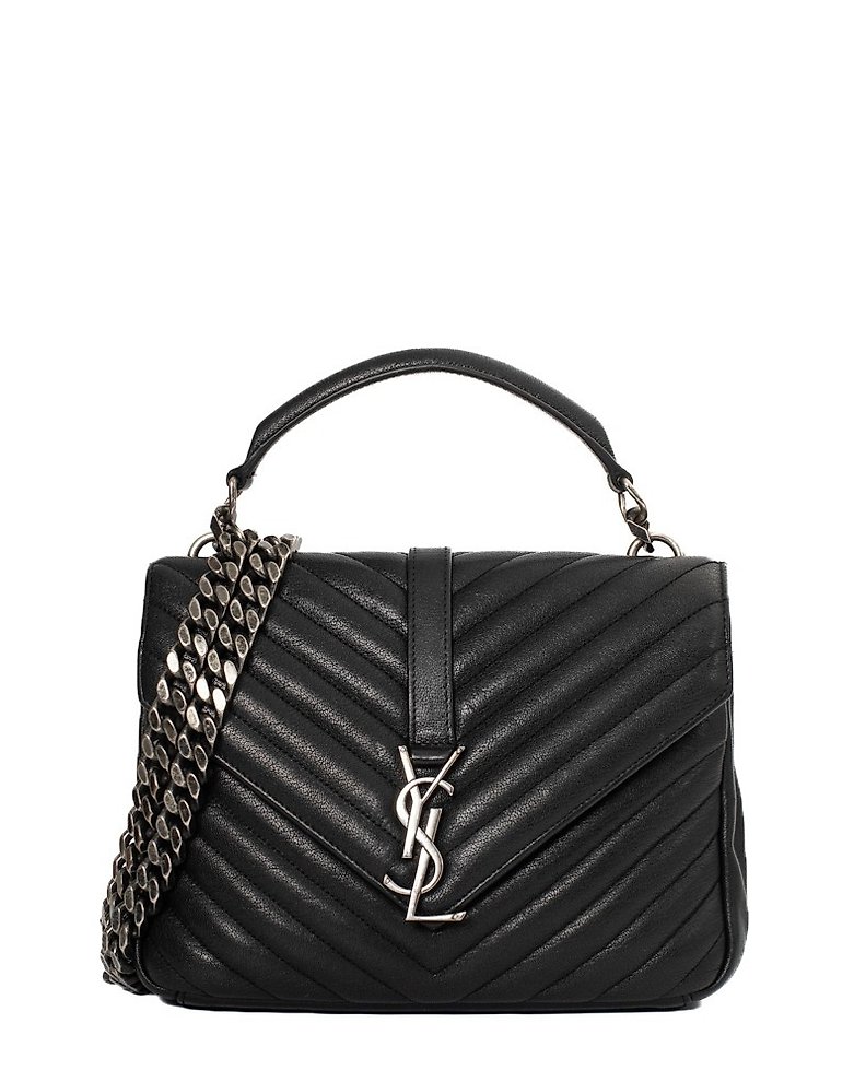 Sold at Auction: Yves Saint Laurent black leather Mombasa sling bag with  horn detail to shou
