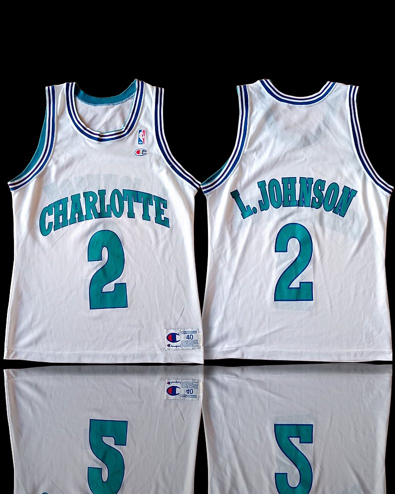 Vintage Champion Larry Johnson Jersey Charlotte Hornets NBA 90s Size 40  Used