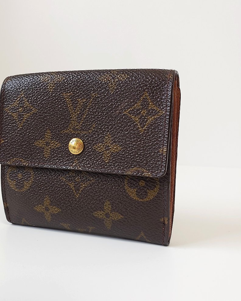 Louis Vuitton Vtg Wallet Monogram Canvas Leather Double Snap Compact France