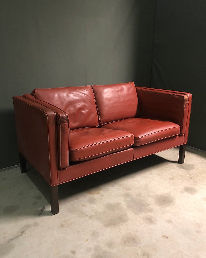 Vintage 2-seater leather sofa by Borge Mogensen for Fredericia