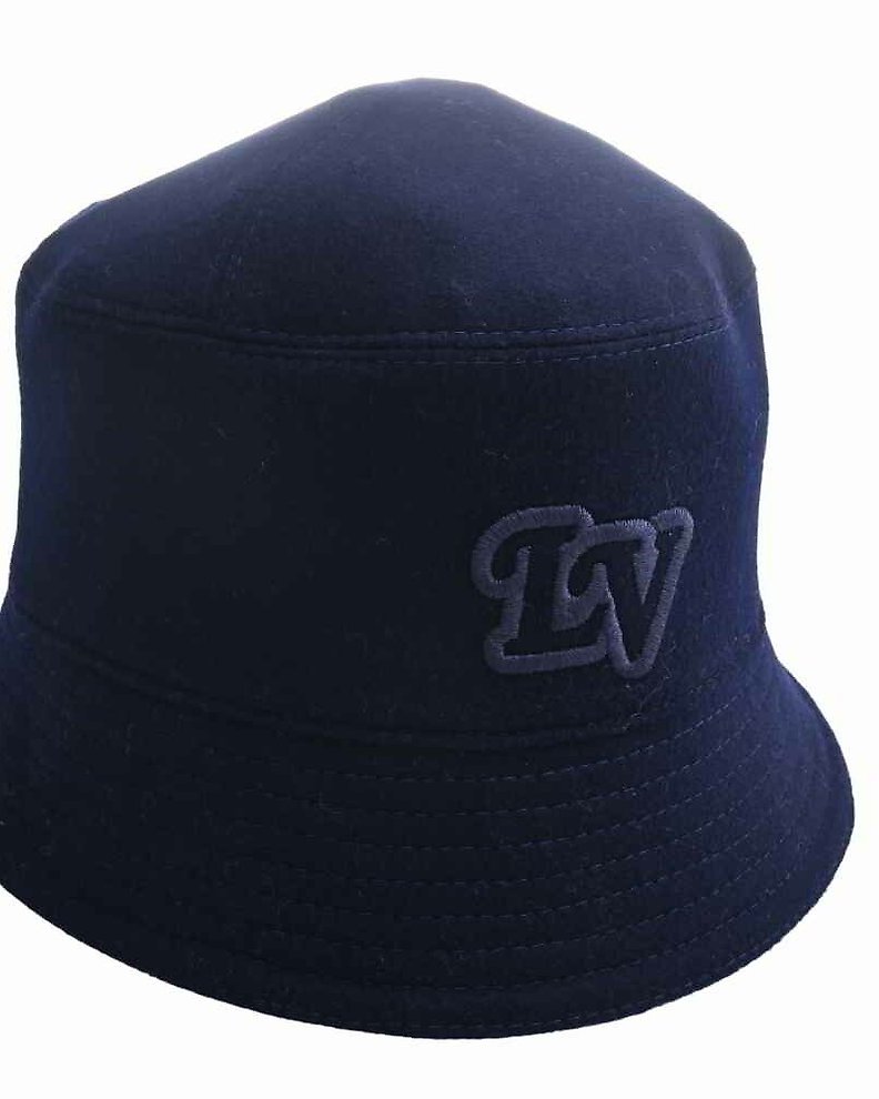 Louis Vuitton, White Bucket L Blue Monogram Denim Bob Lv Logo Reversibl