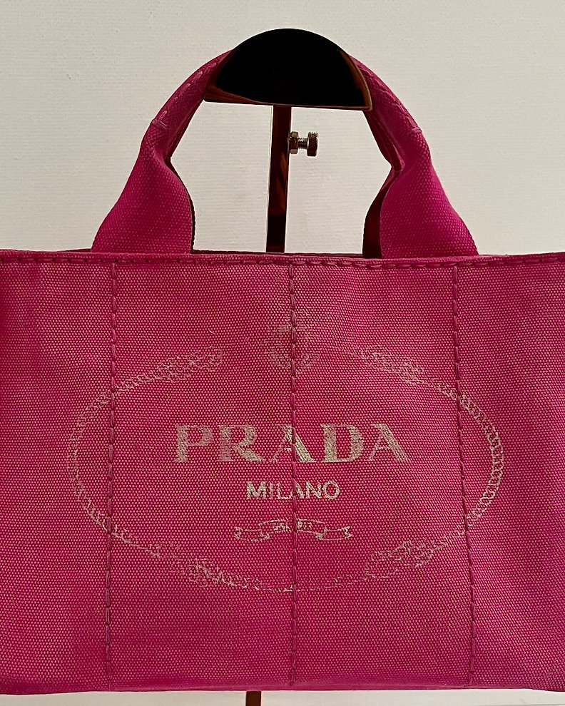 Prada Tote Bag Canapa Pink Canvas