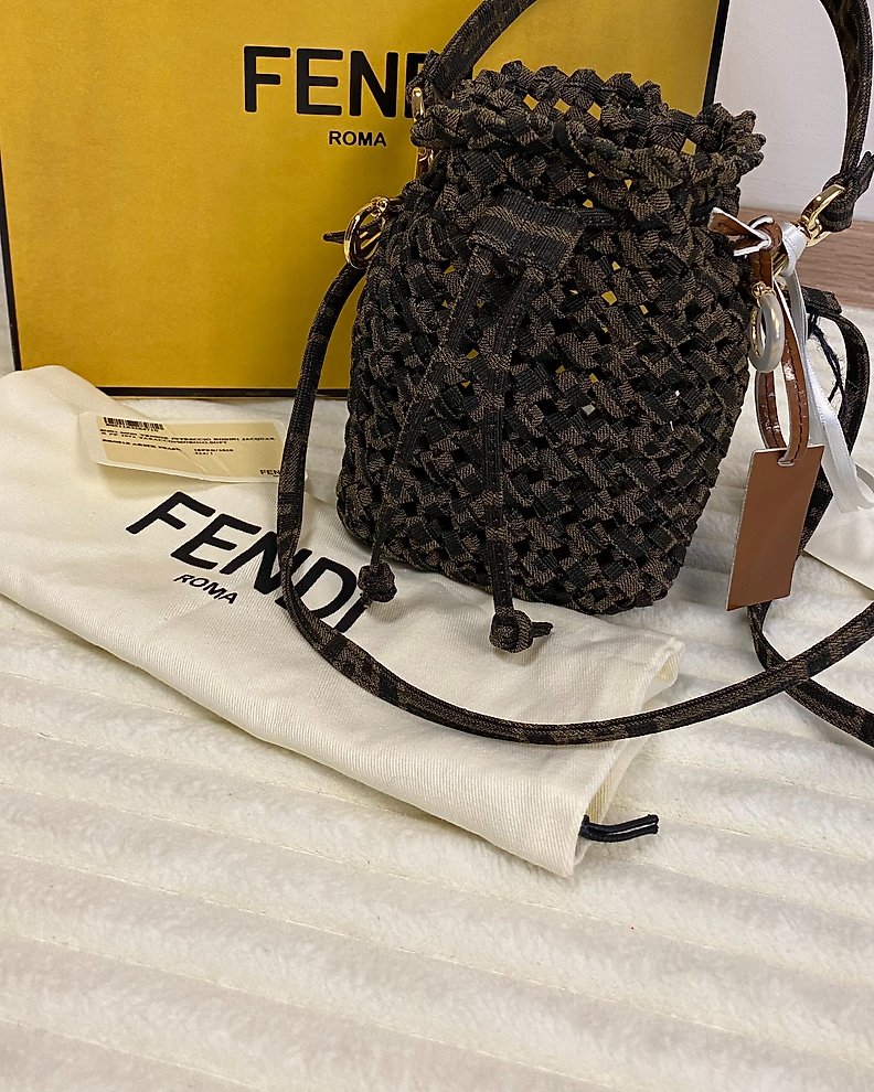 Fendi - Jacquard Fabric Intreccio Mini Baguette Shoulder - Catawiki