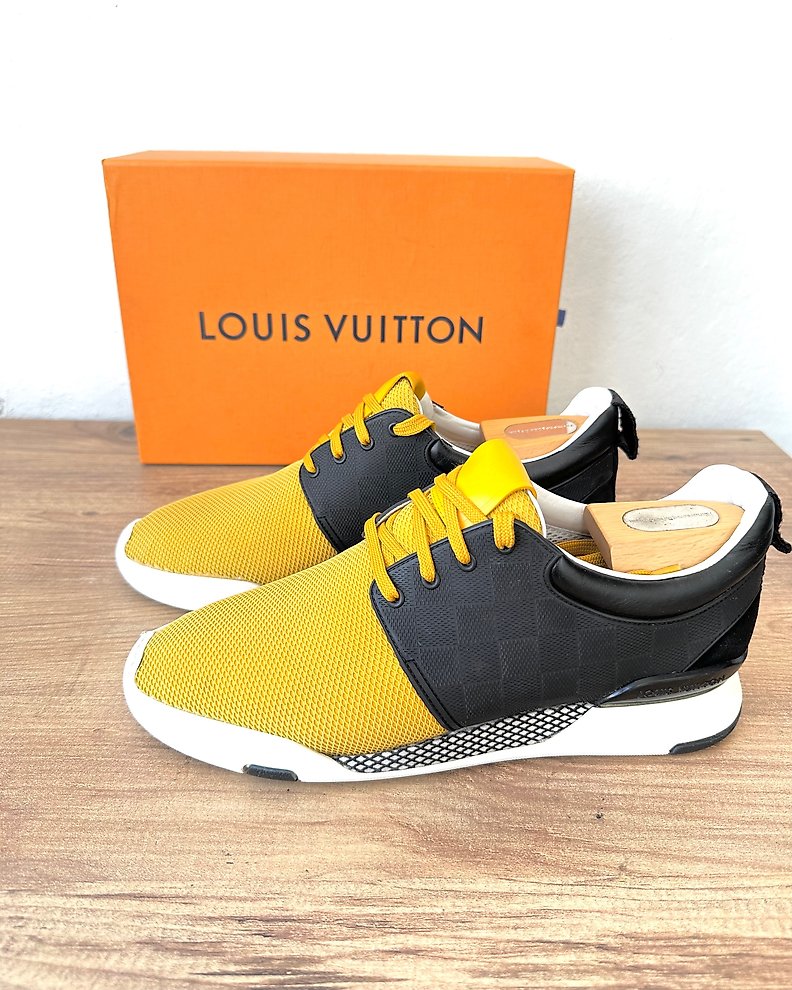 Louis Vuitton Grey Knit Fabric Fastlane Sneakers Size 41