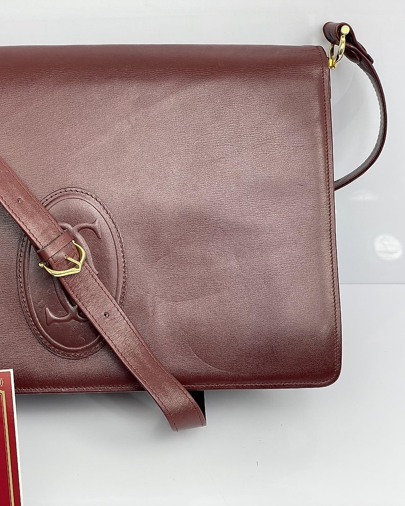 Must De Cartier - Vintage Burgundy Leather Boston Bag - - Catawiki