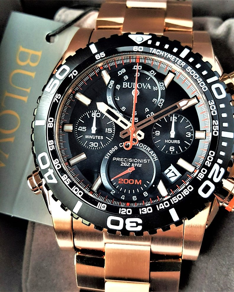 Bulova Precisionist Chronograph 1 1000 Sweeping Ultra High Frequency 262 kHz Spinner 98B213 Men New auction online Catawiki