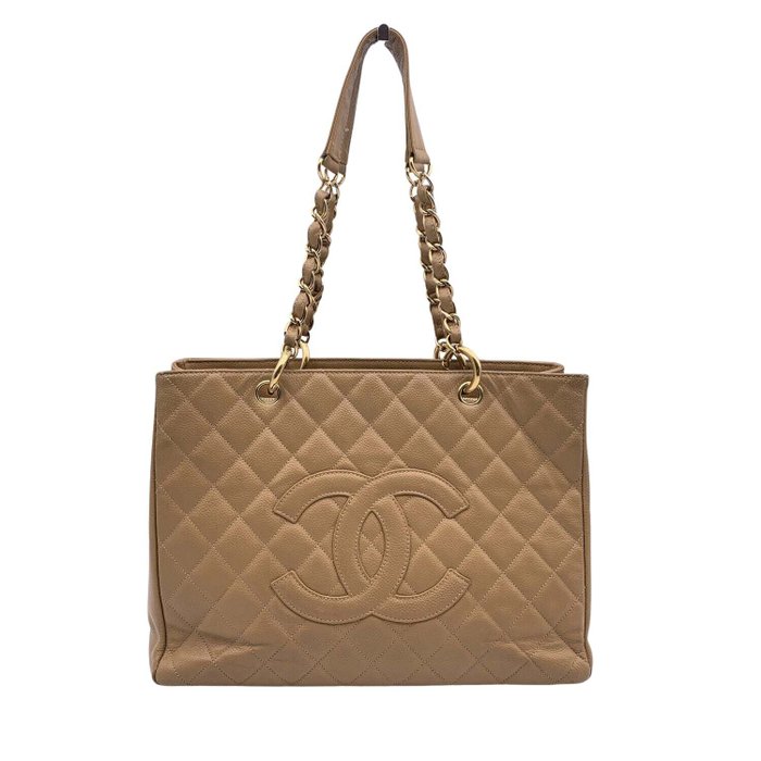Chanel - Beige Quilted Caviar Leather GST Grand Shopping - Catawiki