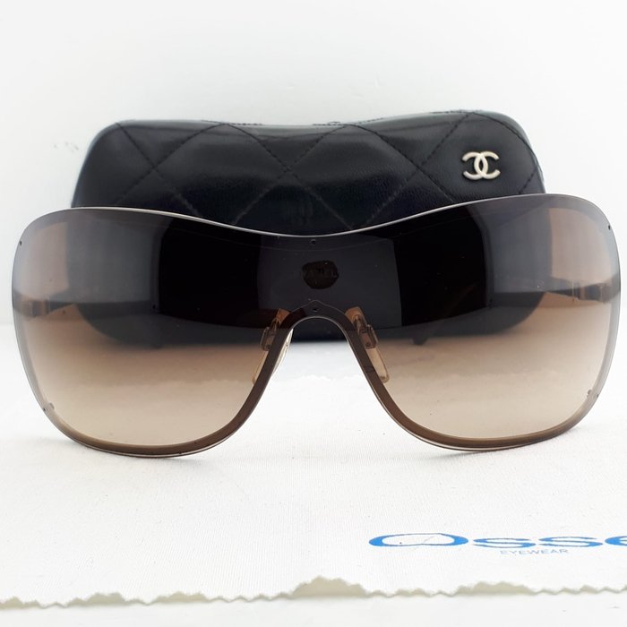 Chanel Gold/ Brown 4170-H Collection Perle Shield Sunglasses