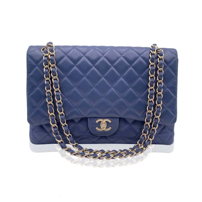 Chanel - Blue Quilted Leather Maxi Timeless Classic 2.55 Single Flap Bag  Shoulder bag - Catawiki