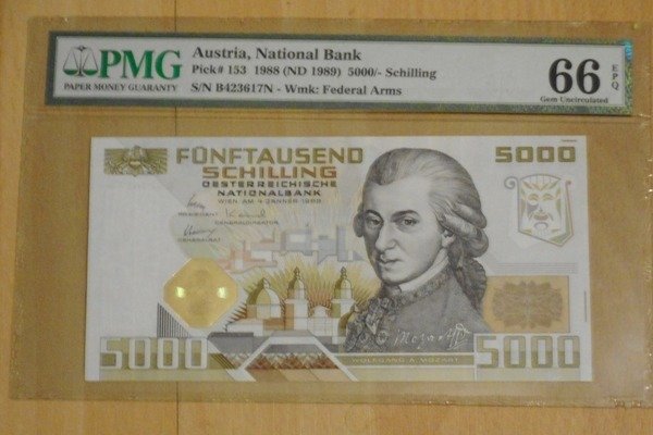 Austria 5000 Schilling 1988 Pick 153 PMG 66 Gem.UNC Catawiki