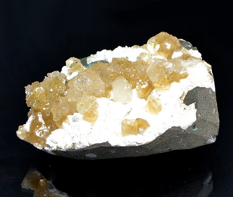 New find shiny yellow Apophyllite on Okenite Specimen Catawiki