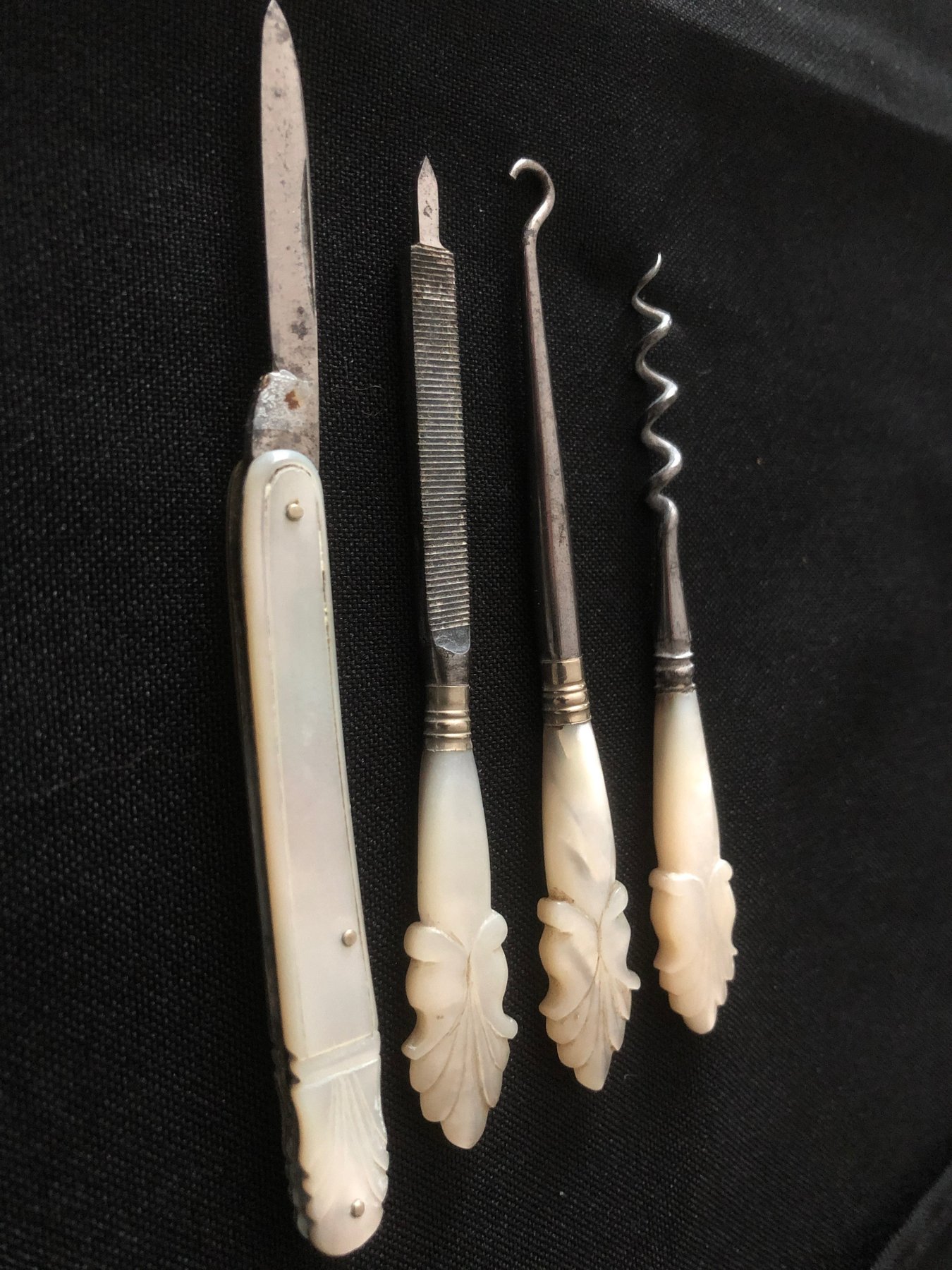 button hook, corkscrew, nail file, pocket knife (4) Catawiki