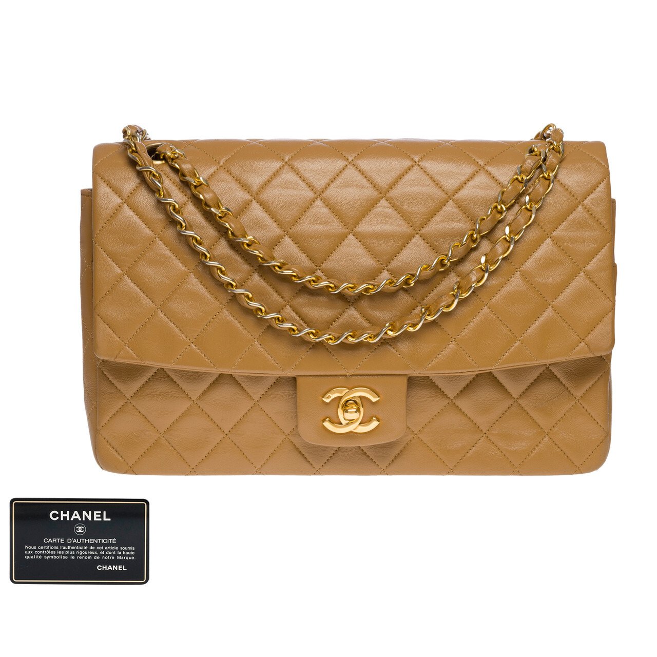 Chanel - Authenticated Handbag - Leather Beige Plain for Women, Very Good Condition