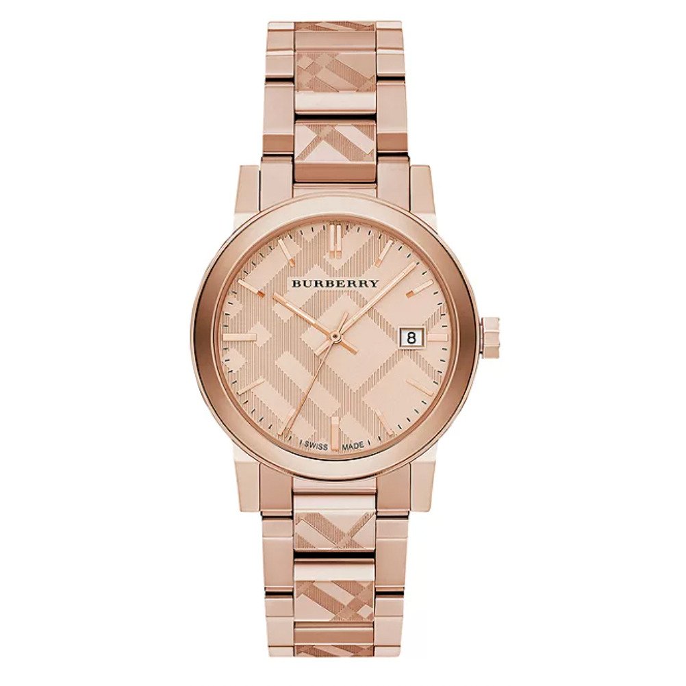 Burberry Unisex The City gegraveerd geruit horloge BU9039