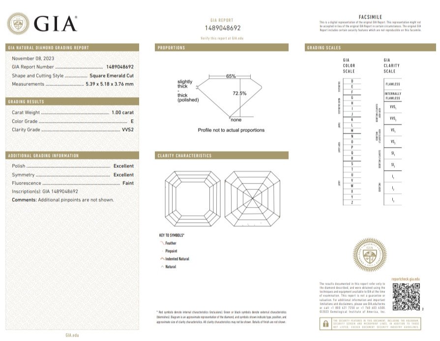 GIA Certificate Ideal Cut Triple Excellent 1.48 total ct of