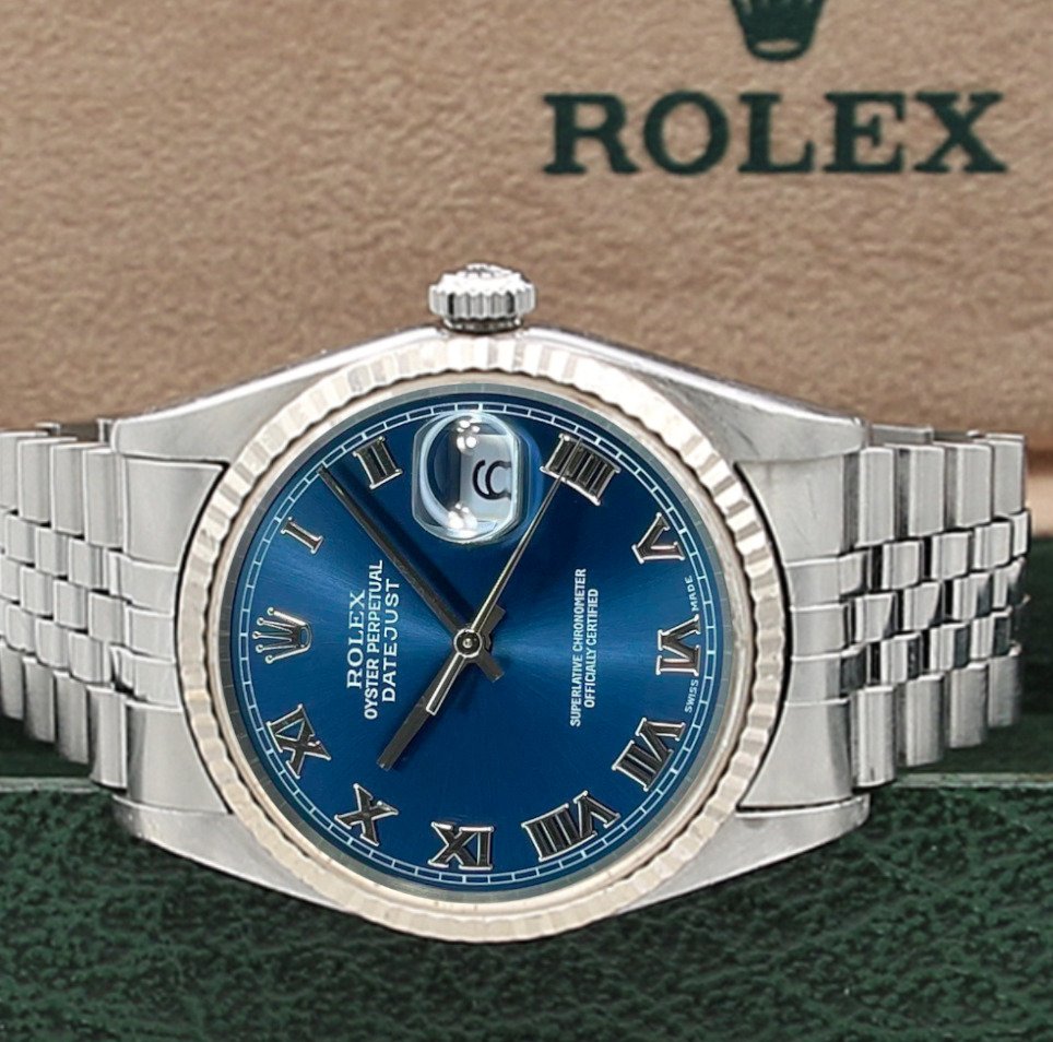 Rolex Oyster Perpetual Datejust Blue Roman Dial 16234