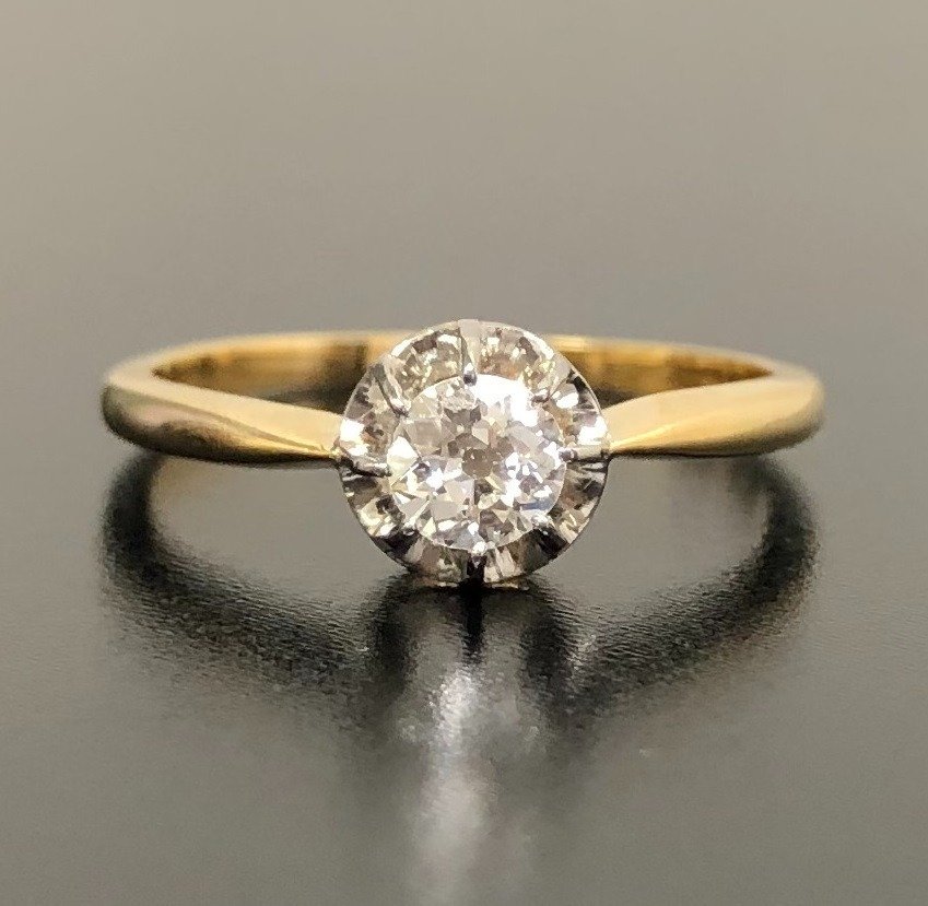 NO RESERVE 18 carats Or Or blanc Bague 0.25 ct Diamant