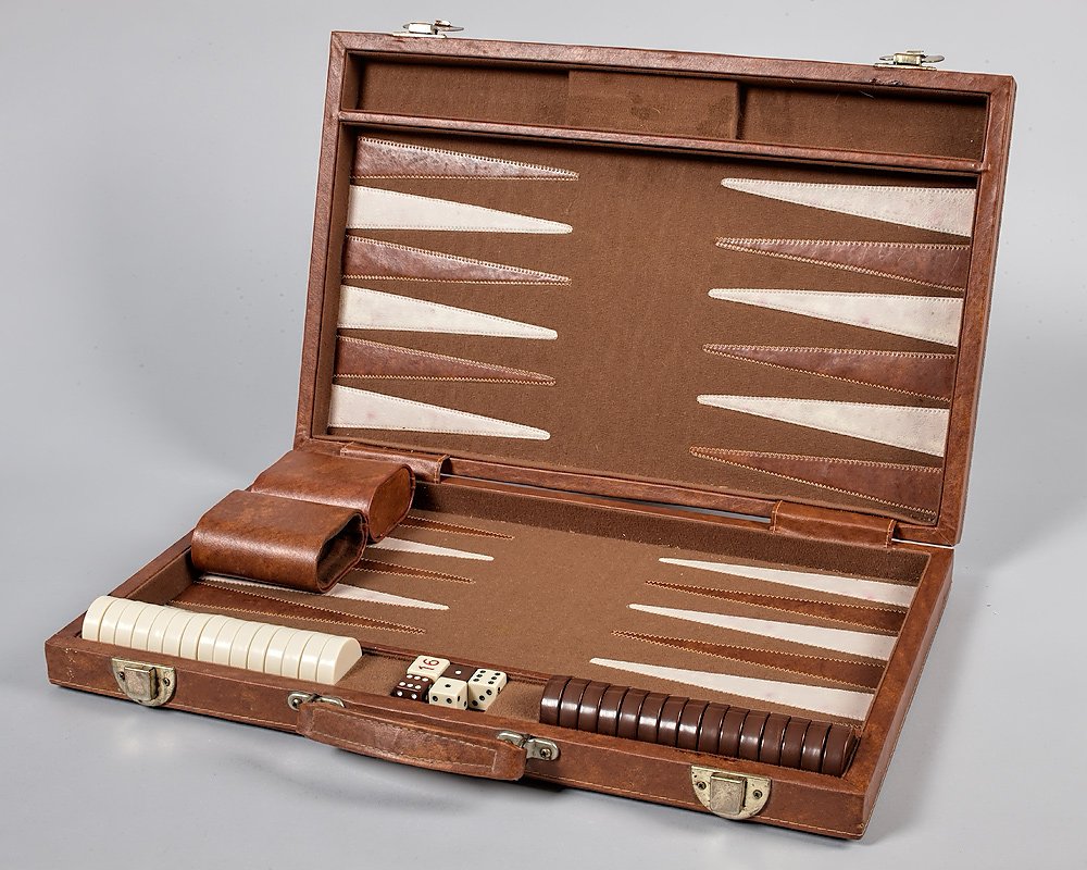 gebruik Manifestatie Lauw Backgammon; groot bordspel in leren koffer - 2de helft - Catawiki