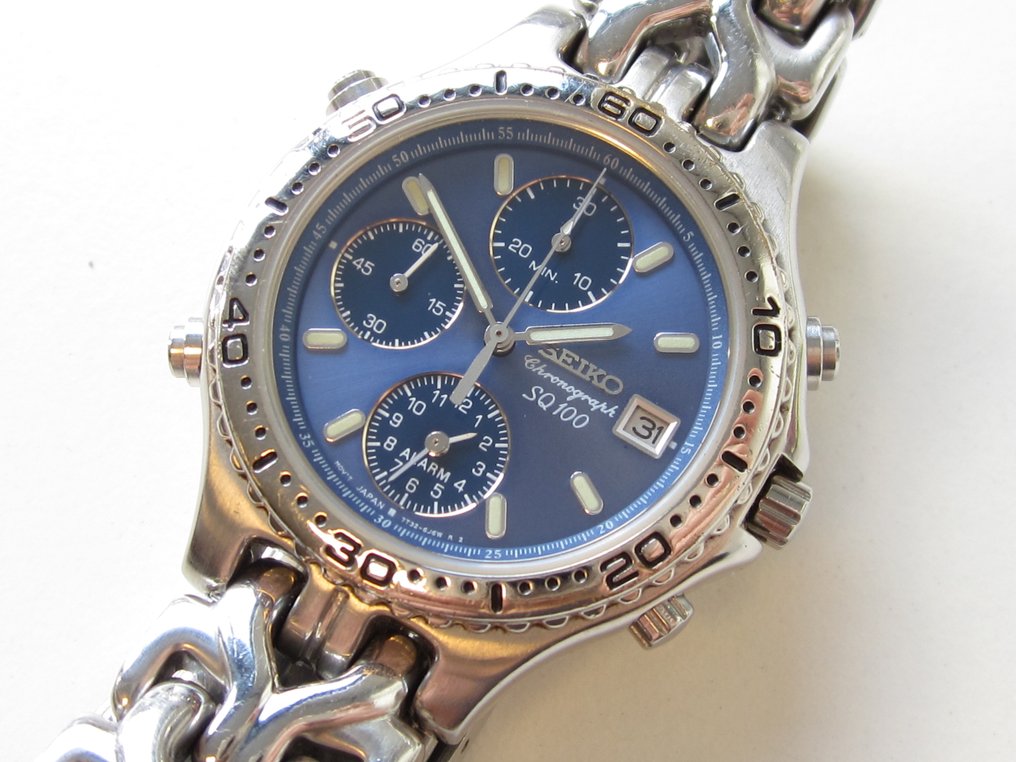 Seiko SQ100 chronograph alarm - men's watch - 1990s - Catawiki