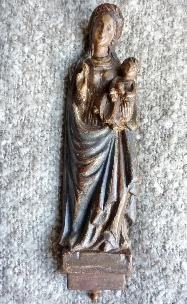 Roestig Oxideren Beperken Polychroom houten Mariabeeld met kind - Mechelen, België - - Catawiki