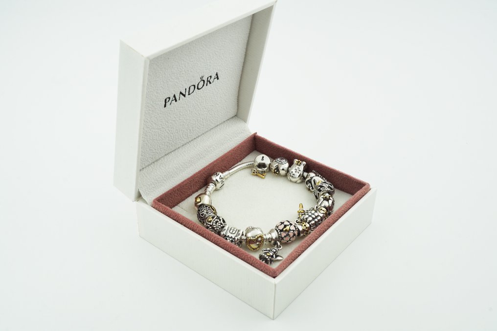 Respecto a Percepción elegante Pulsera Pandora de amuletos, con amuletos (Plata 925 ALE) - Catawiki
