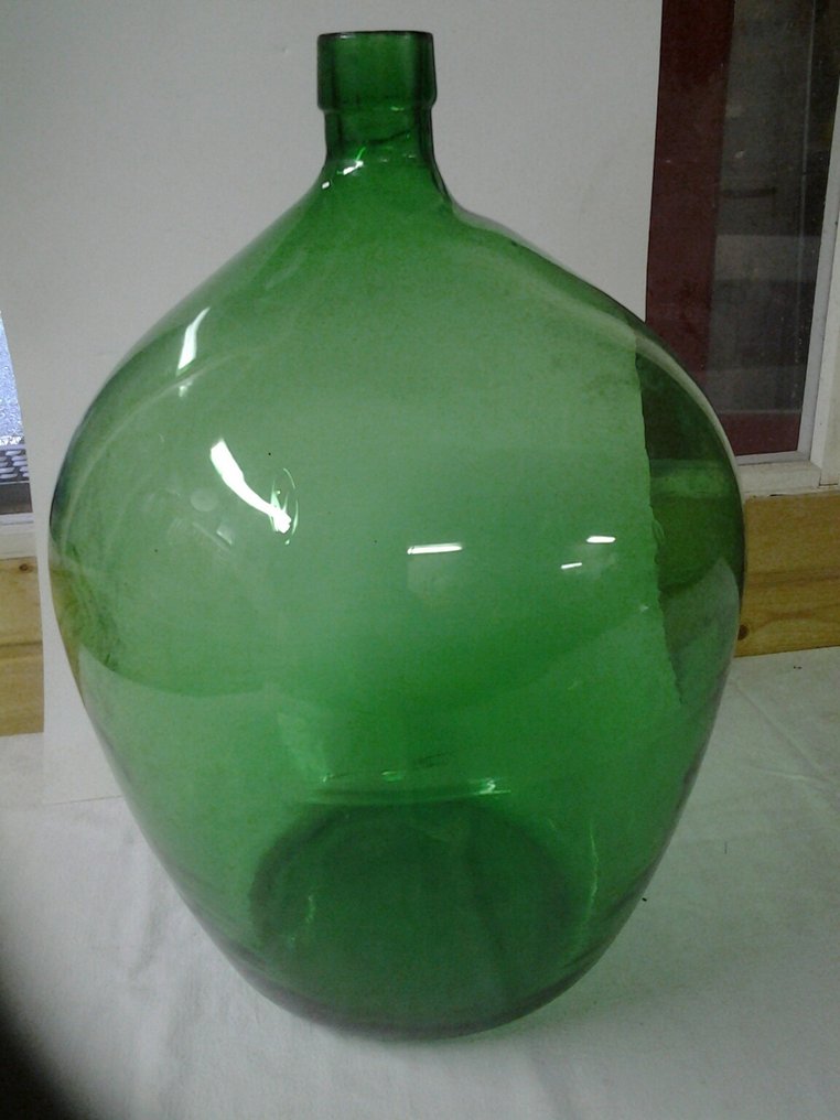Grote groene glazen zoutzuur fles - Catawiki
