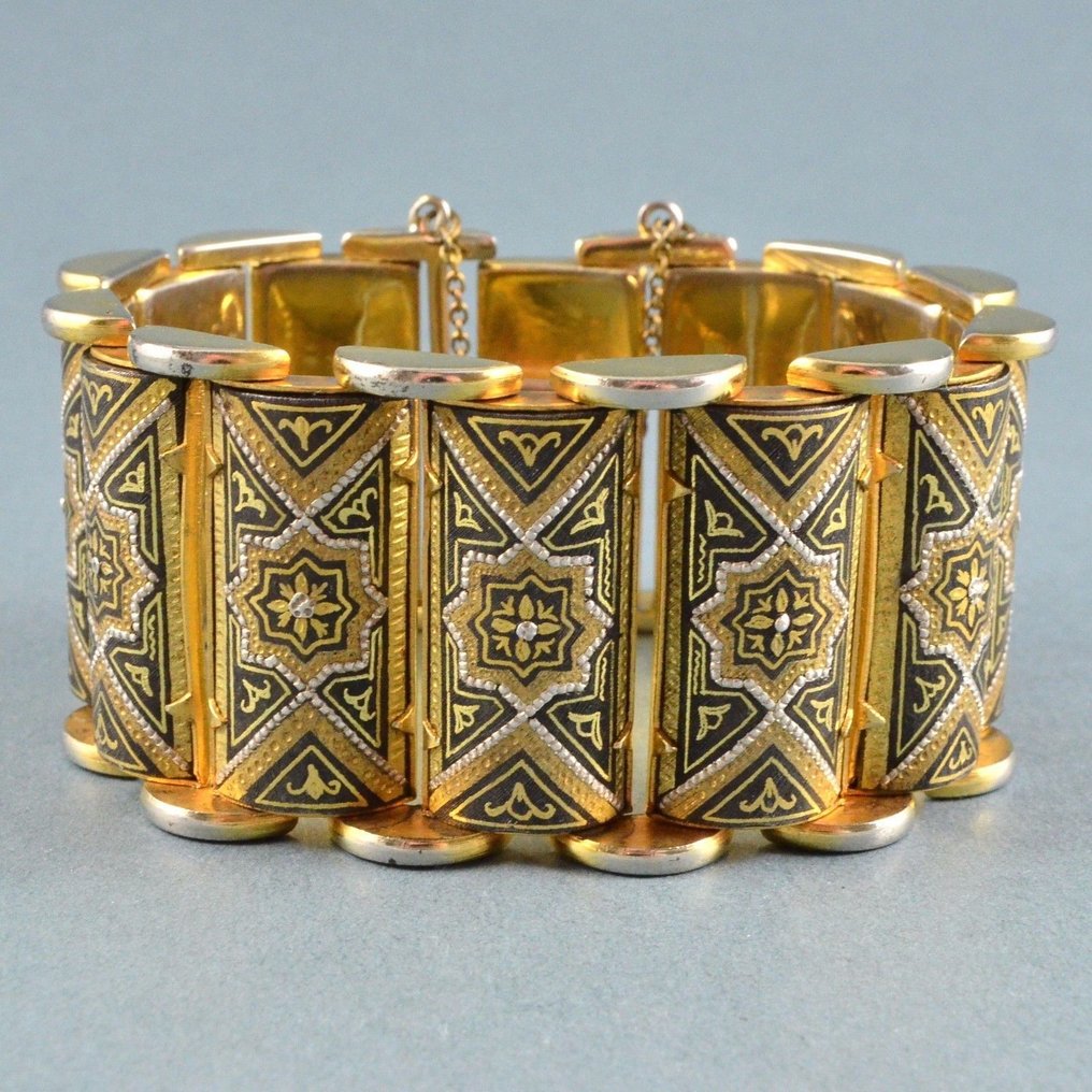 Bracelet Art Style 1950s Damascene Goldtone Catawiki