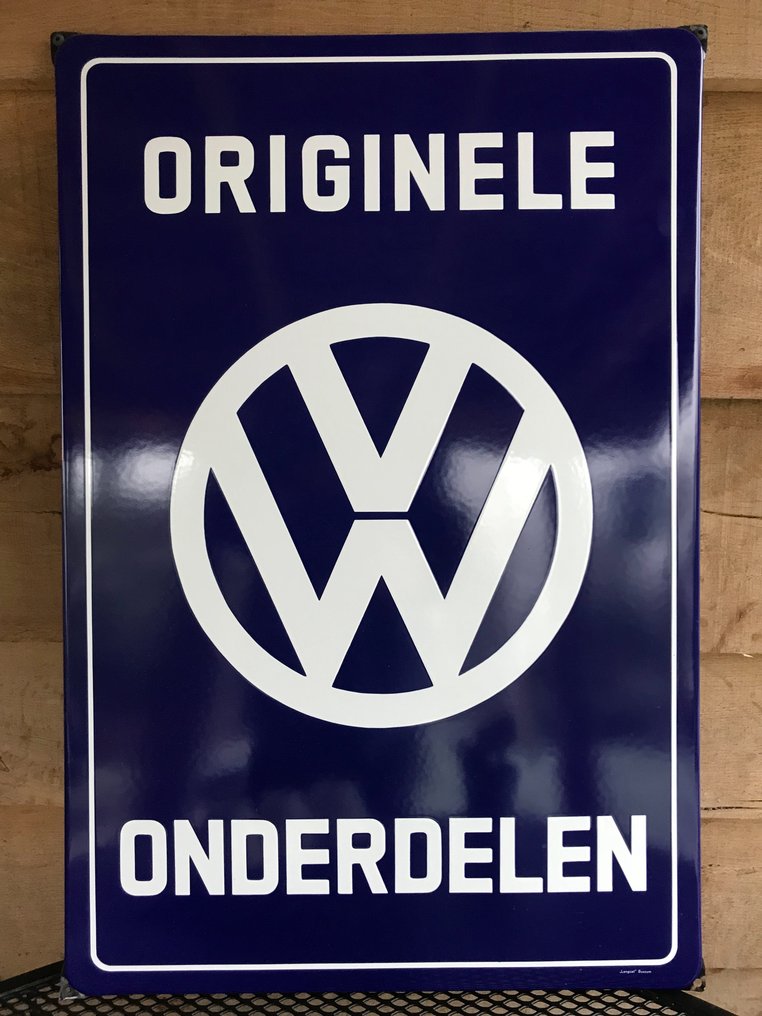 Figuur fiets Bestuiven VW Volkswagen - enamel / porcelain dealer sign - '' VW - Catawiki
