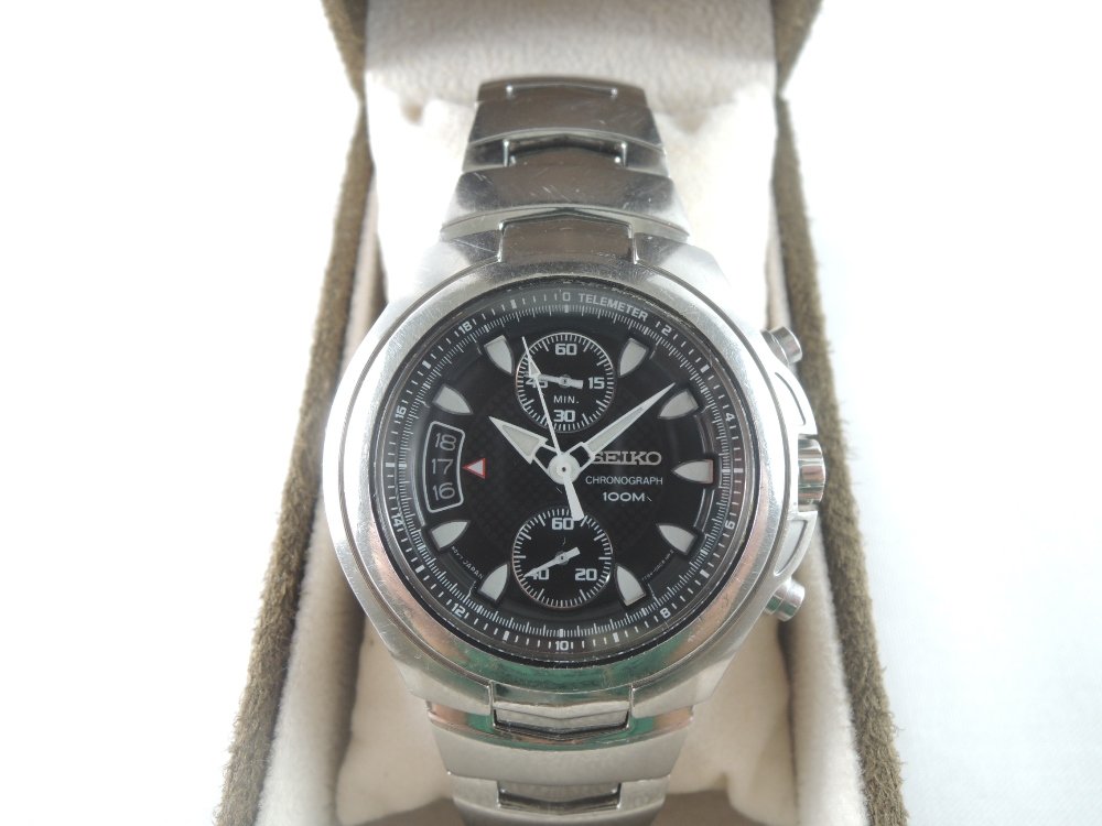 SEIKO 7T94-0AB0 Chronograph Date - men's wrist watch - - Catawiki