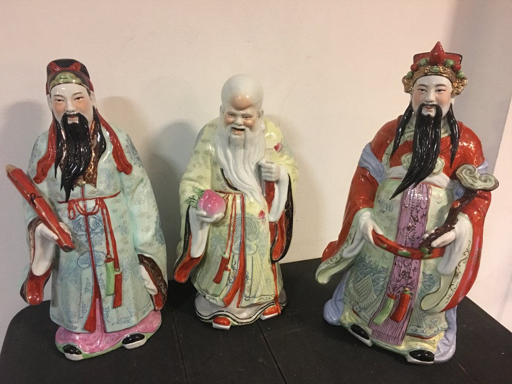 Uitstroom Nationaal Spelling Drie wijze heren, zeer oude Chinese beelden - Catawiki