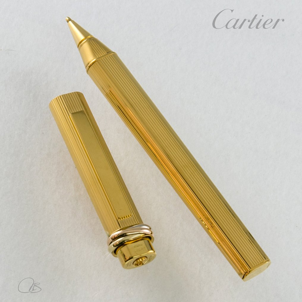 Cartier Vendome gold ballpoint pen "Godron" pattern exc++++ 