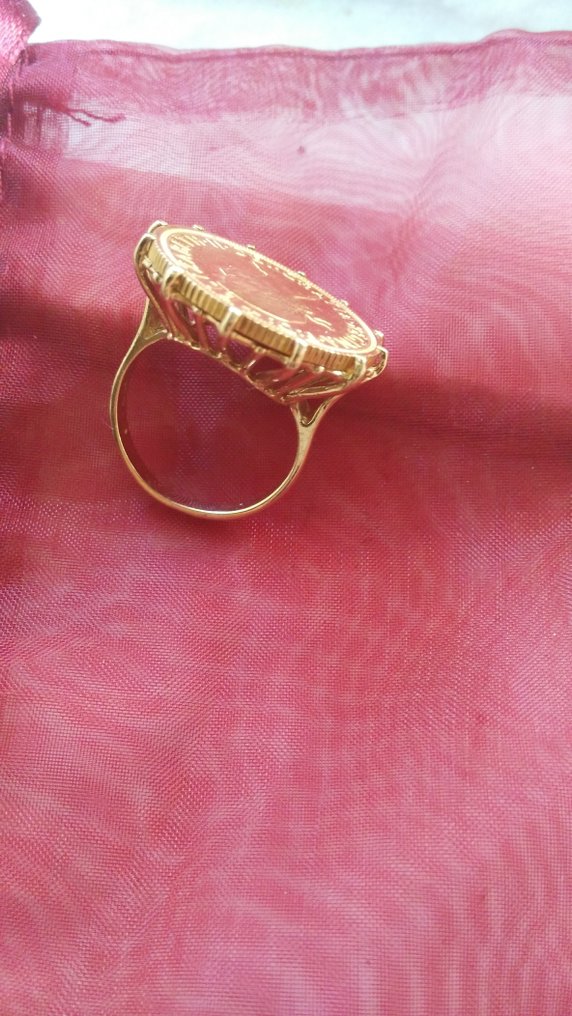 anello in oro 18 kt da donna con sterlina in oro misura 14 - Catawiki