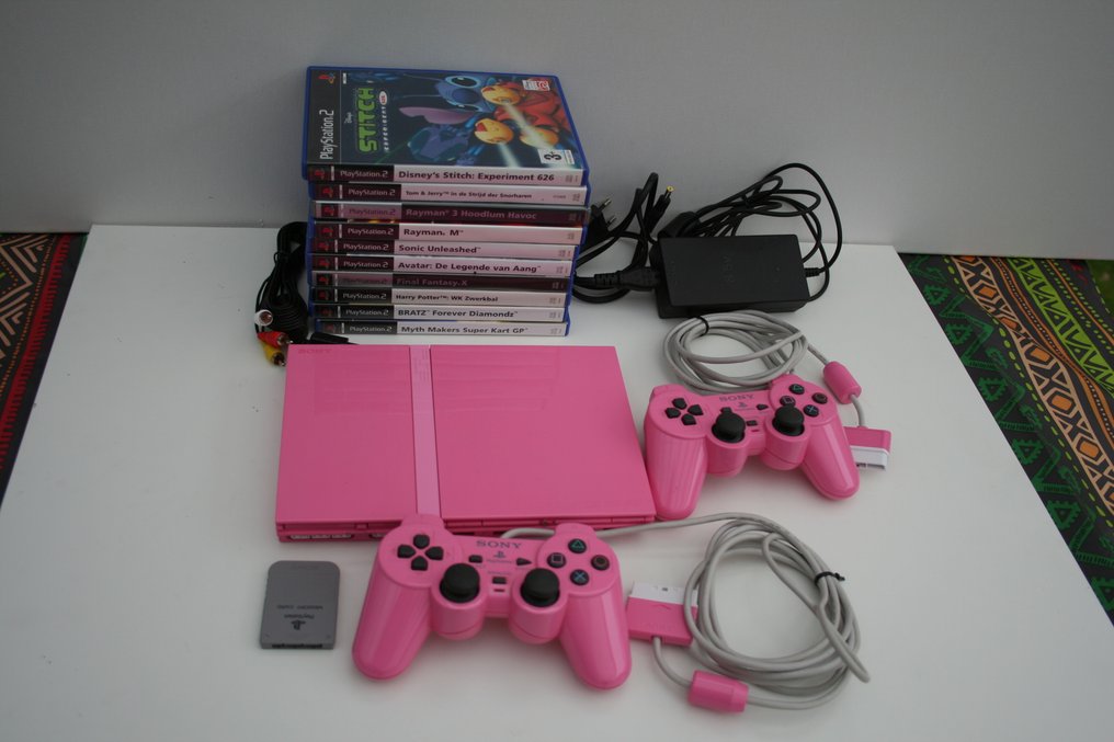 Pink PlayStation 2 Slim Limited Edition Console with 10 -
