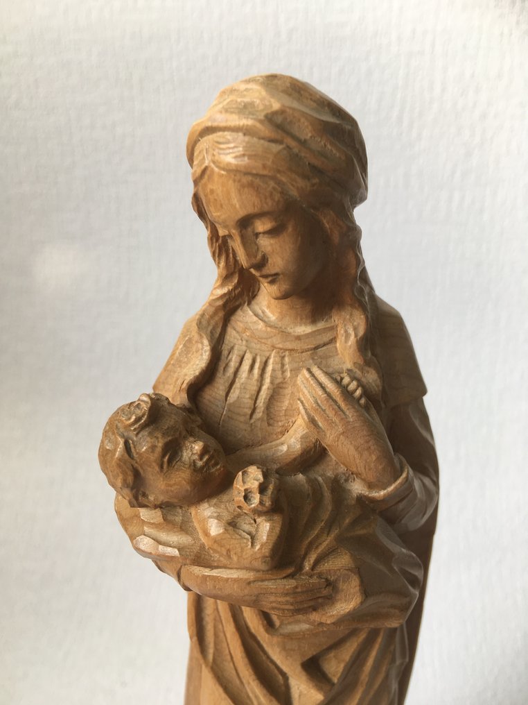 Ordelijk maak het plat viel Houten Mariabeeld met kind (1) - Hout - Catawiki
