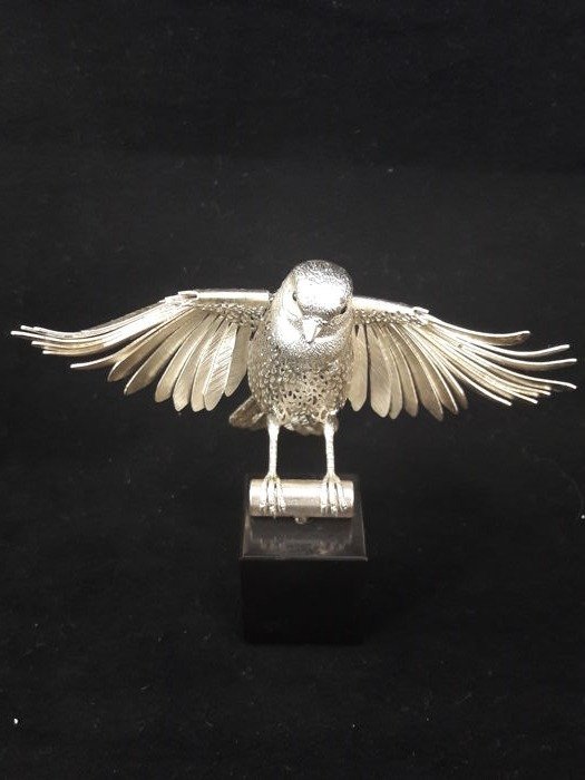 Christofle Christofle France Luminere D’Argent Silver Plated Nuthatch Bird Figurine 