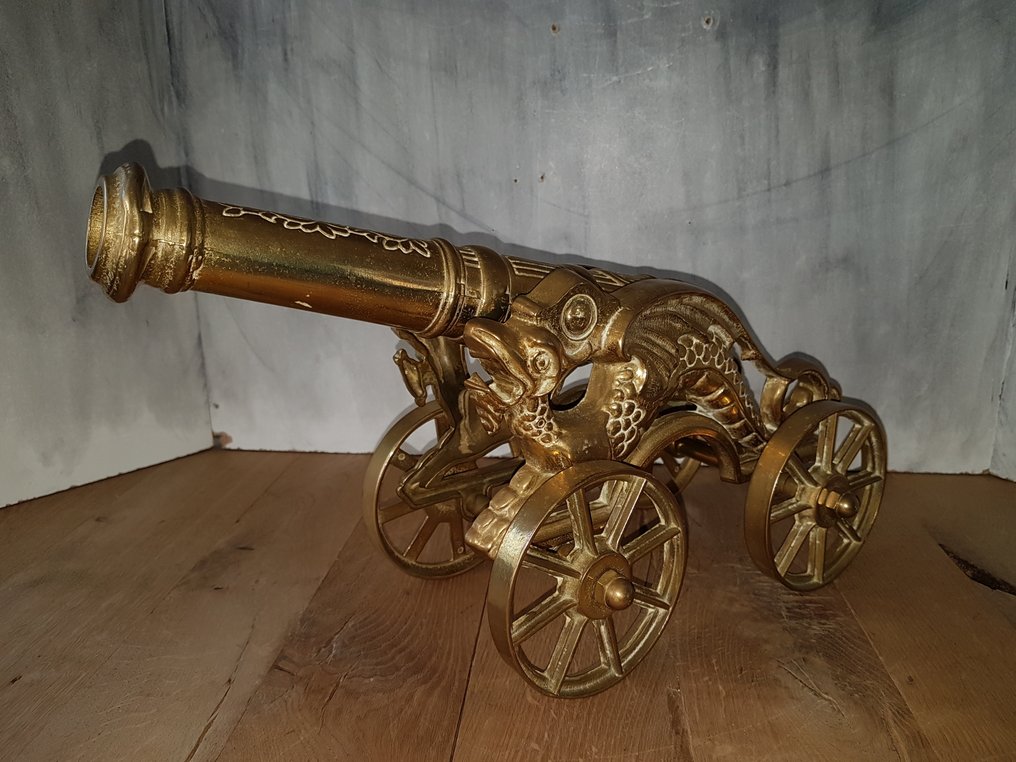 Vintage Large Brass Dragon Cannon 