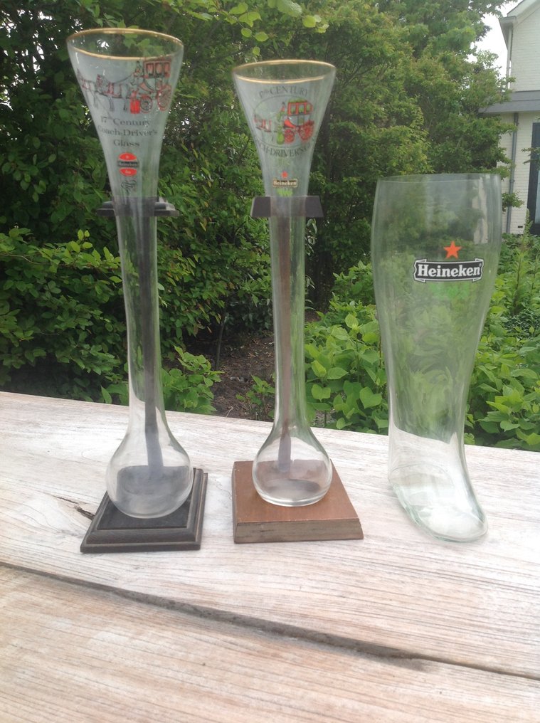 Glans Bondgenoot Vet Heineken - 2 x Koetsiersglas en 1 x Laars - ca 2e helft 20e - Catawiki