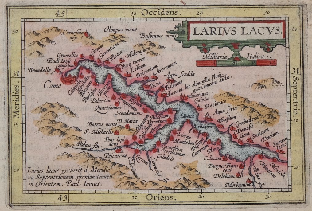 Italia, Como-järvi; Abraham Ortelius - Larius Lacus - 1609 - Catawiki