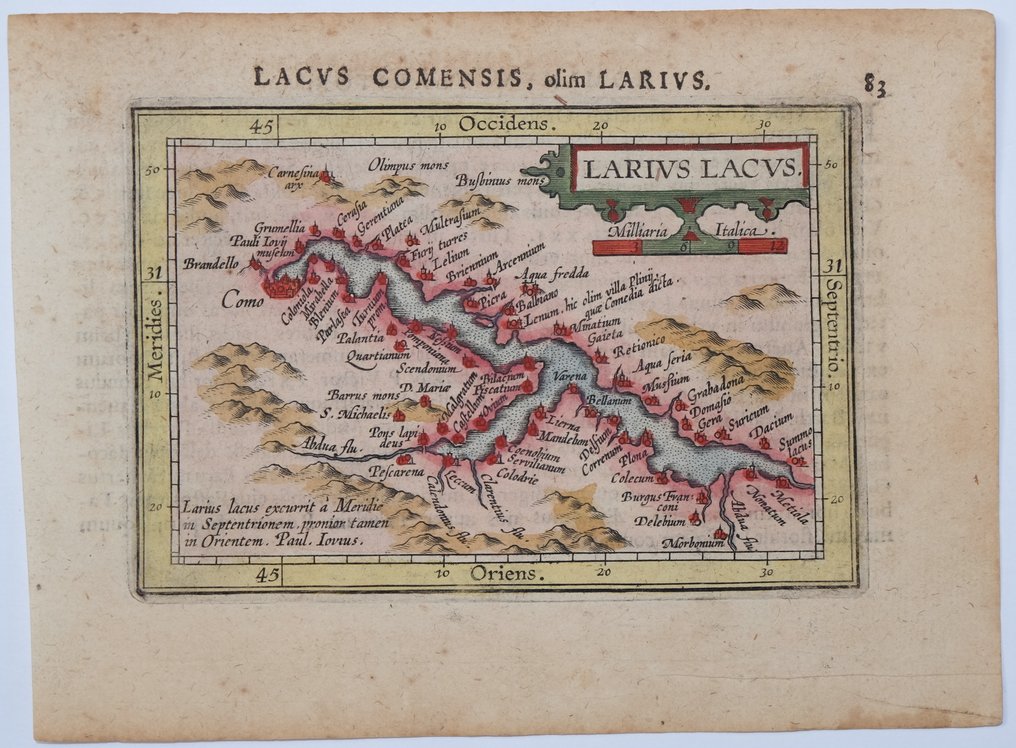 Italia, Como-järvi; Abraham Ortelius - Larius Lacus - 1609 - Catawiki