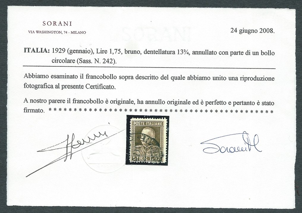 Italy Kingdom 1929 - Parmeggiani 1.75 lire perforated 13 ...