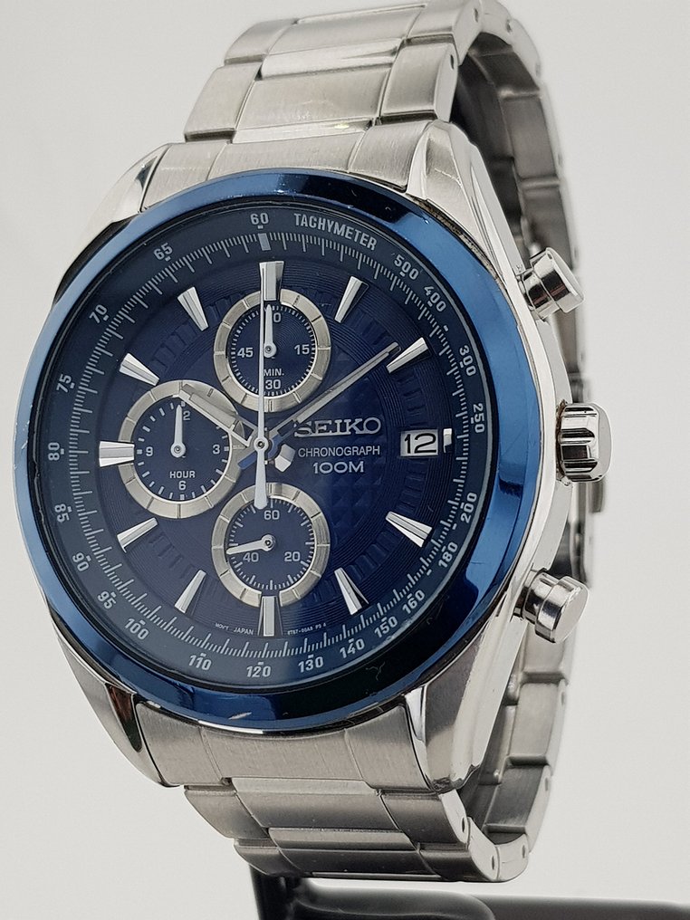 Seiko - 'NO RESERVE PRICE' Chronograph 100M Blue Big Size - - Catawiki