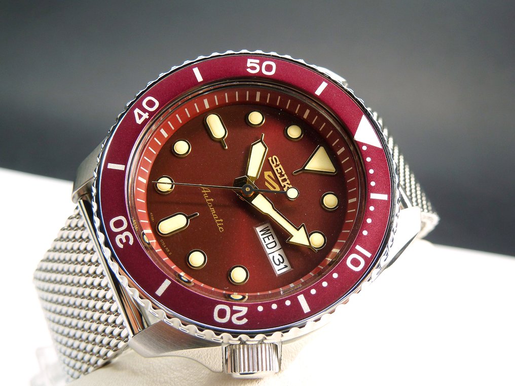 Seiko - automatic watches sport 5 S red bordeaux - SRPD69K1 - Catawiki