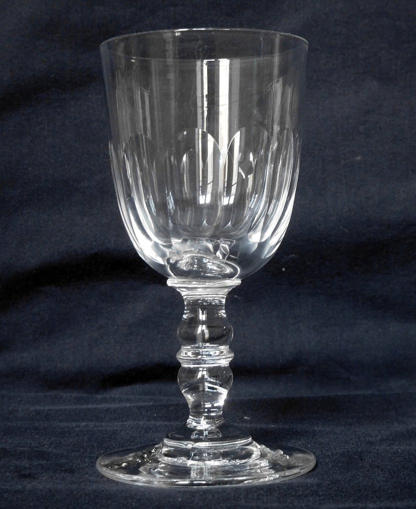 Baccarat - 6 wine glasses gondola shape flat ribs double baluster leg  period 1840 - 11.8cm - Crystal - Catawiki
