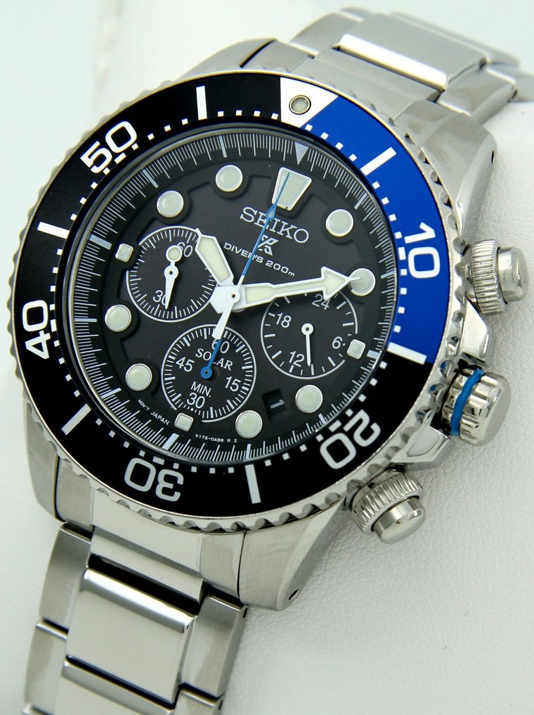 Seiko - Solar Chronograph Diver's 200m "Blue-Black" -- NO - Catawiki