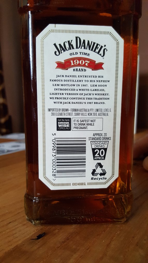 Jack Daniels White label 1907 - Australian Release - 700ml ...