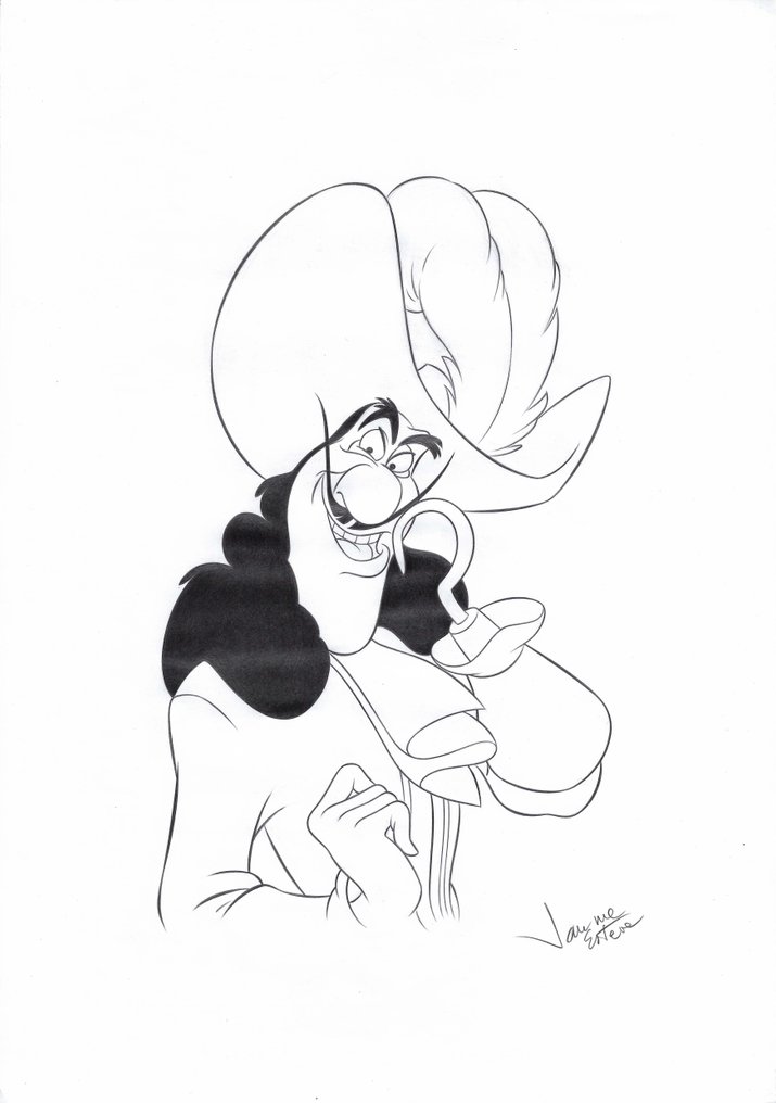 Animation Collection Original Production Drawing of Captain Hook from  Peter Pan 1953