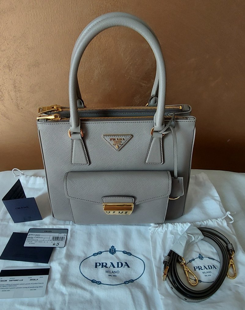 Sold at Auction: Prada Ivory Saffiano Leather Large Galleria Tote