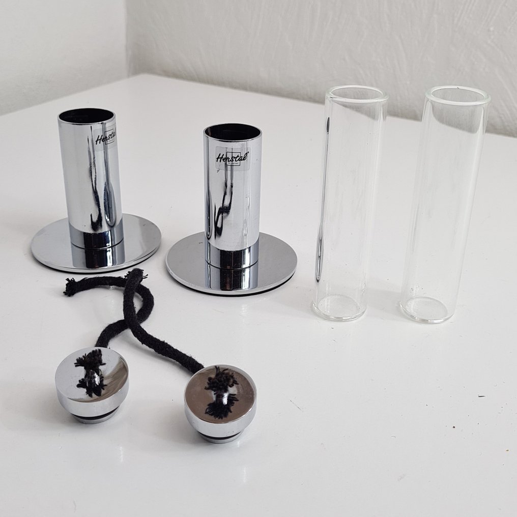 Herstal - Olielampe / petroleumslys (2) - Glas, Stål - Catawiki