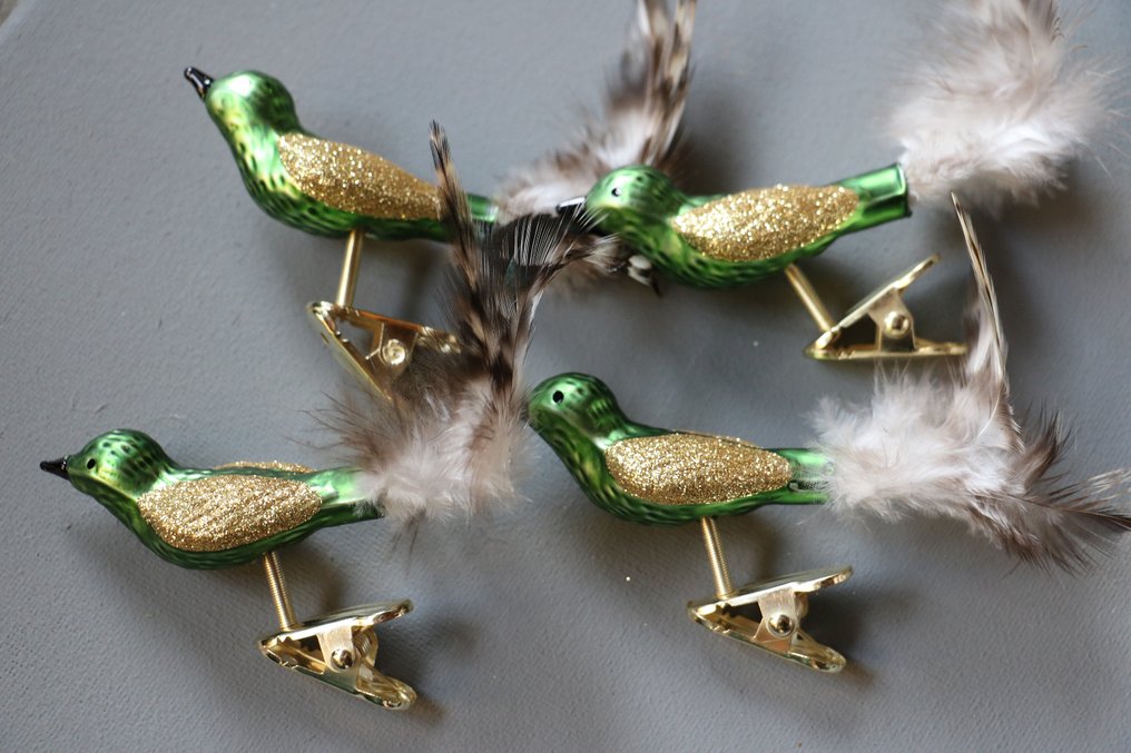 vogeltjes met knijpers voor kerstboom, Krebs Lauscha Christmas ball